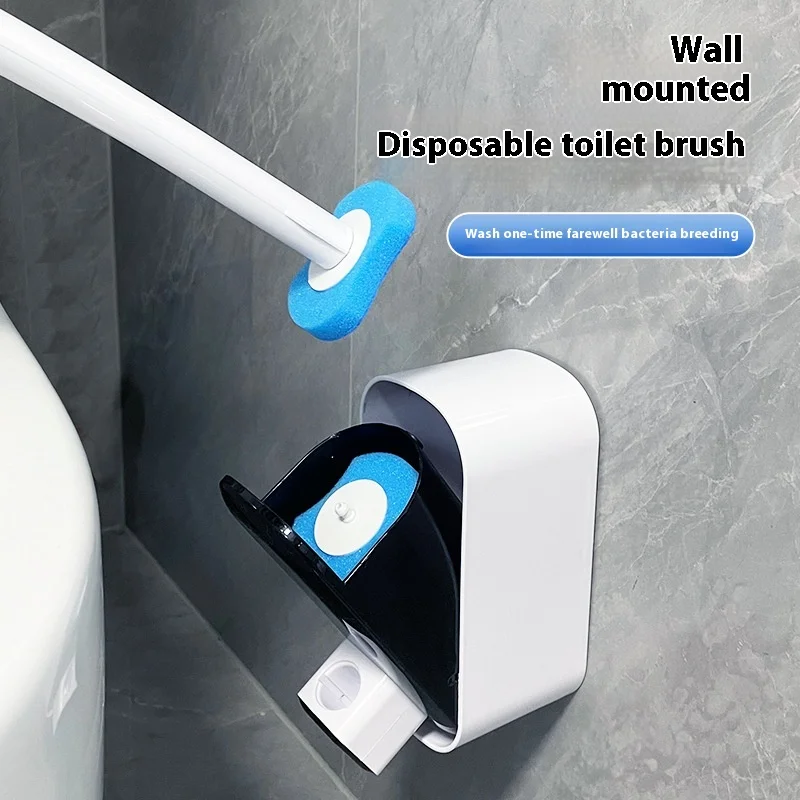 

Одноразовая щетка для унитаза с чистящим хлопковым листом, одноразовая щетка для чистки унитаза, настенный креативный инструмент с длинной ручкой