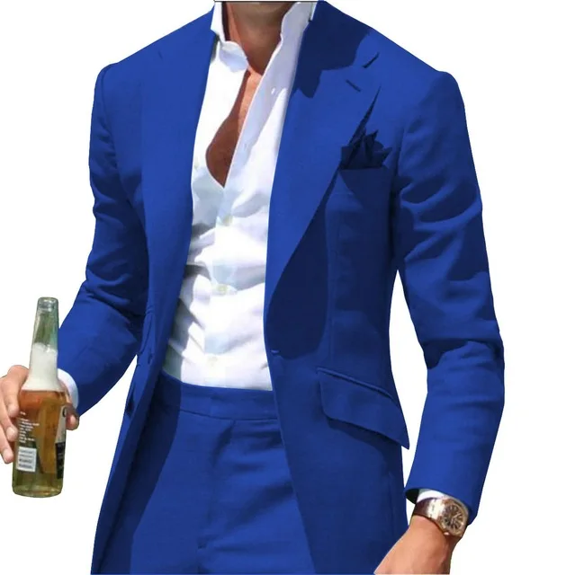 Costumes Pour Hommes Peak Collar Men Suits Notched Green Slim Fit Blazers Jackets Pants 2PCS Causal Business Wedding Groom Wear