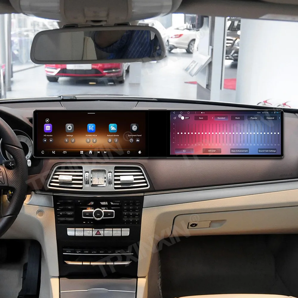 

12,3-дюймовый автомобильный радиоприемник для Mercedes-Benz E 2010-2015, автомобильный мультимедийный видеоплеер с двойным экраном, стерео, авто GPS-навигация, блок Carplay