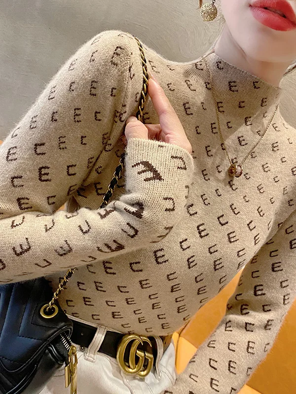   f Suéter de punto High Ne para mujer Faion Slim Fit Ropa interior Casual Sle Long Sve Poliéster Camere Blend