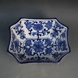 Exquisite Polygon Chinese Classical Blue and  White Porcelain Antique Pot  Jar,Painted with Flower Designs