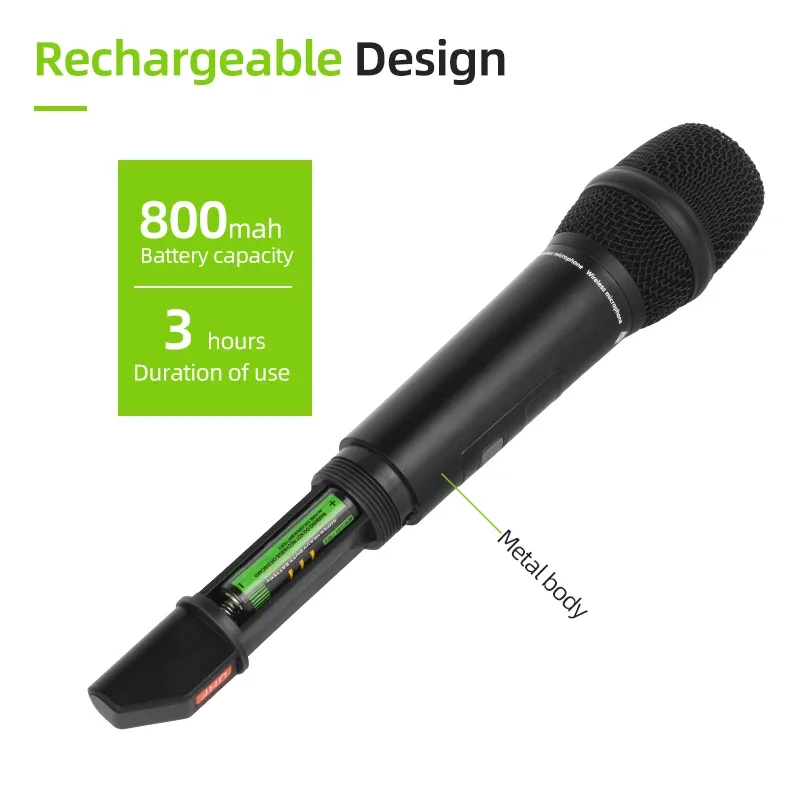 RAYHAYES SK1000 Wireless Microphone Professional UHF Dual Channel Karaoke Handheld Mic Microphone Church Conference