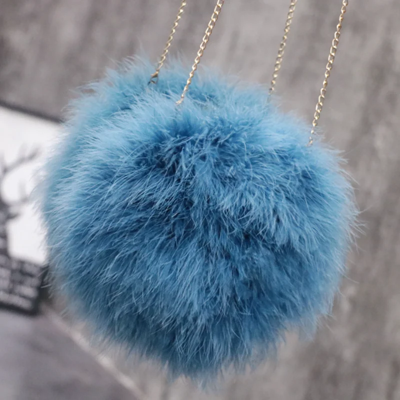 Luxury Women Ostrich Feather Evening Bags Female Party Wedding Dress Shoulder Clutch Fairy Pearl Chain Handbag Purses