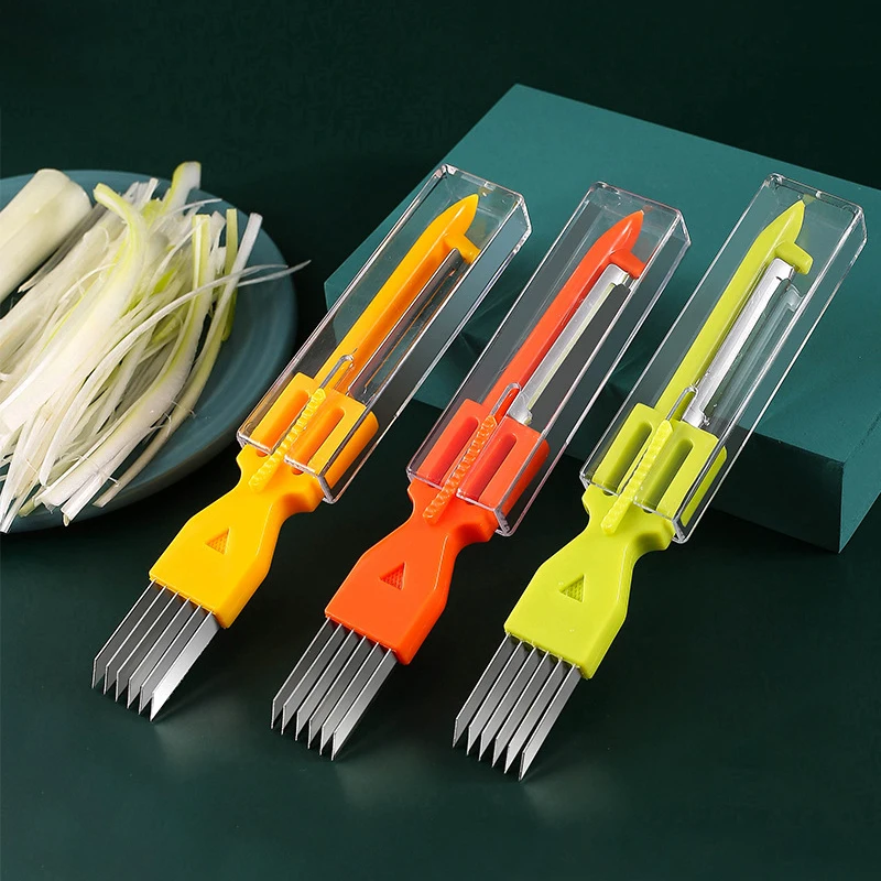 Affettatrici per cipolla da cucina Affettatrici multiuso in acciaio inossidabile Coltello per cipolla Gadget da cucina per utensili per tagliare pomodoro e cipolla