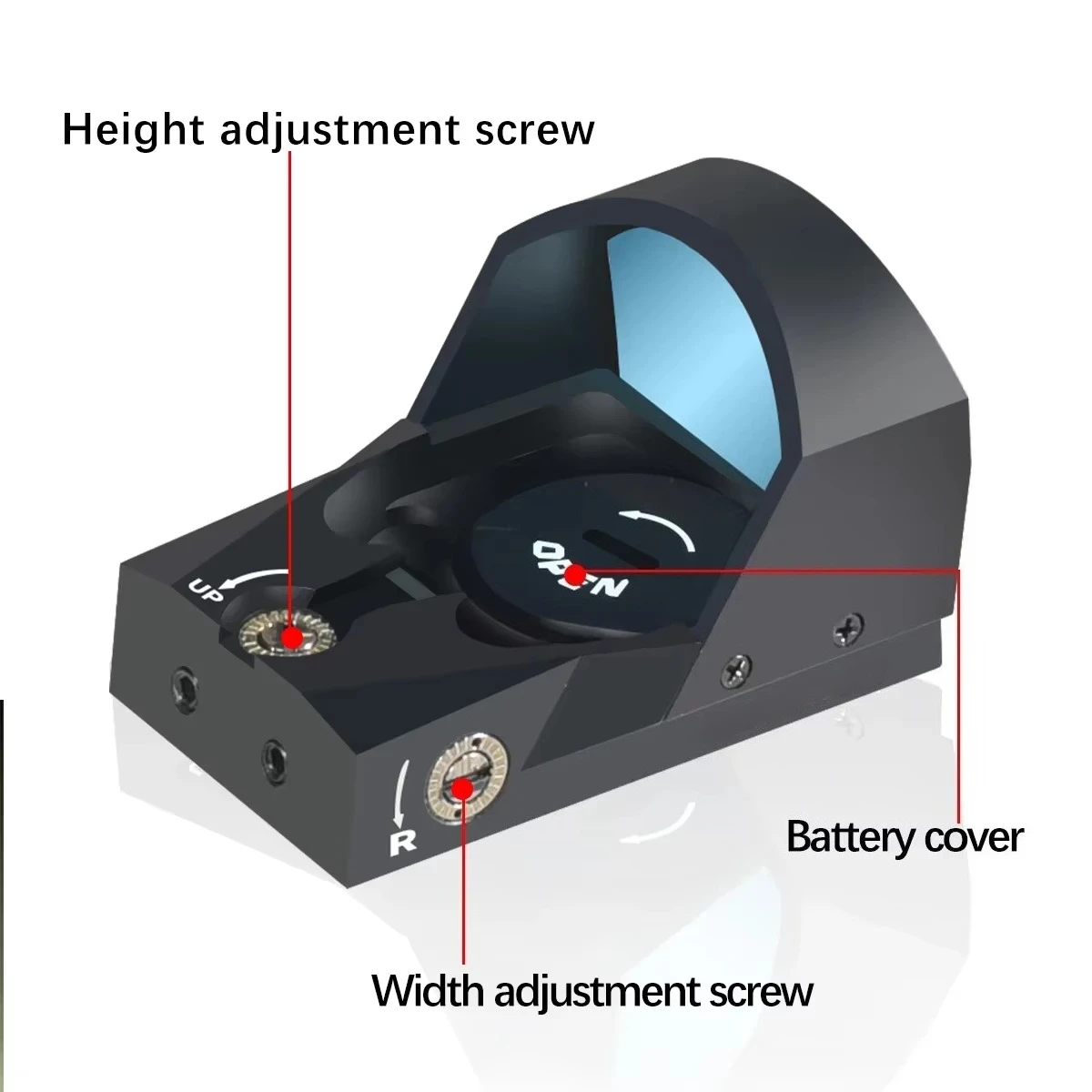 1x30mm Mini Red Dot Sight Tactical R1 Open Red Dot Sight 3MOA Hunting Optics Reflex Scope with Full Markings
