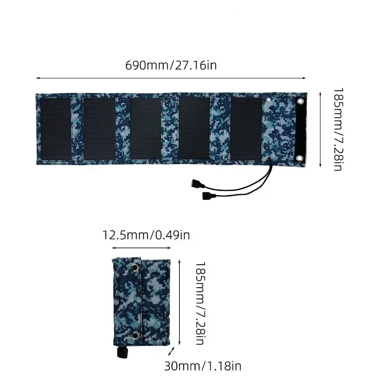 단결정 태양 전지 패널, 12W, 5V 태양열 충전 가방, 휴대용 휴대폰 컴퓨터 충전 접이식 가방, 야외 캠핑 하이킹
