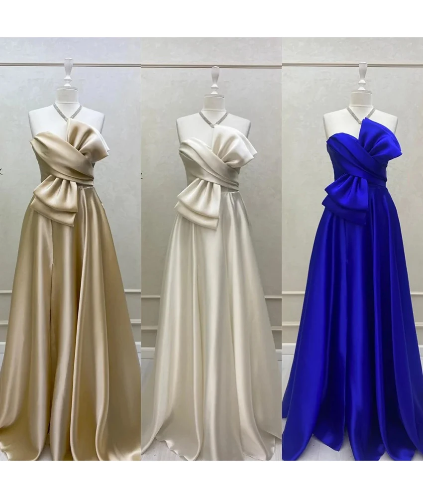 

Customized Graceful Satin A-Line 3D Bow Evening Dress High Quality Sleeveless Sweetheart Floor Length Special Occasion Gowns