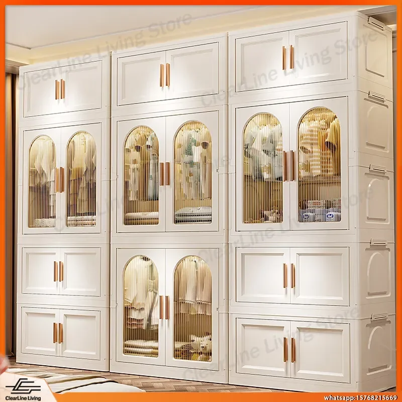 

Multi-Functional Folding Storage Cabinet with Top Shelf and Bottom Pulley for Mother Baby Household Use Lab Office Workshop