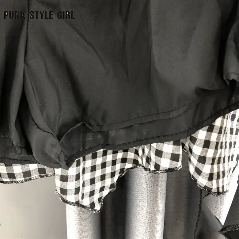 Chica caliente borla Irregular Mini dibujo a cuadros subcultura dulce falda Harajuku estética Rock Hip Hop una línea faldas de retales con volantes