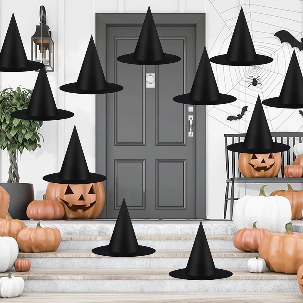 

Halloween Hat Black White Witch Cap Halloween Home Party Hanging Decorations Cosplay Props Festival Favor Wizard Hats Kids Toys