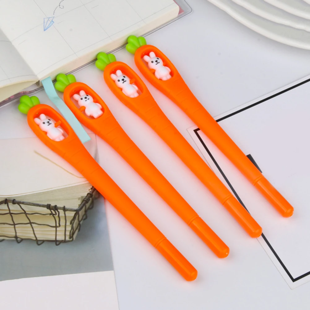 

10 шт. гелевые ручки с морковью, милые мультяшные ручки для письма, студенческие подарки для детей, яркие офисные универсальные милые очаровательные дизайны
