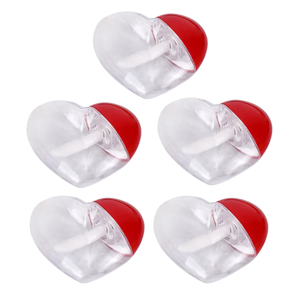 5 pièces d'un ensemble Tube de brillant à lèvres en forme de coeur Tube vide Portable Tubes de rouge à lèvres liquide Tubes de stockage de Mascara simples pour la maison Tra