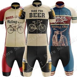 Retro Beer Riding Club Vintage 2026 Cycling Jersey Set Red Blue Clothing Summer Road Bike Shirts Suit Bicycle Bib Shorts MTBRopa