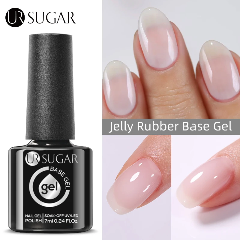 UR SUGAR 7ml Jelly Rubber Base Gel 2 in 1 Jelly Color Rubber Base Gel Functional Nail Gel Polish Nail Care UV LED Soak Off