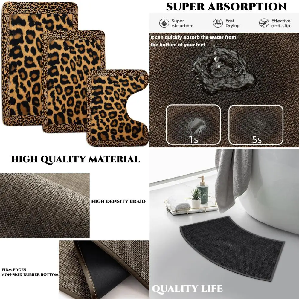 

Набор ковриков для ванной из трех частей с принтом гепарда: жирный дизайн кожи животных для современных полов и ковриков в ванной комнате.