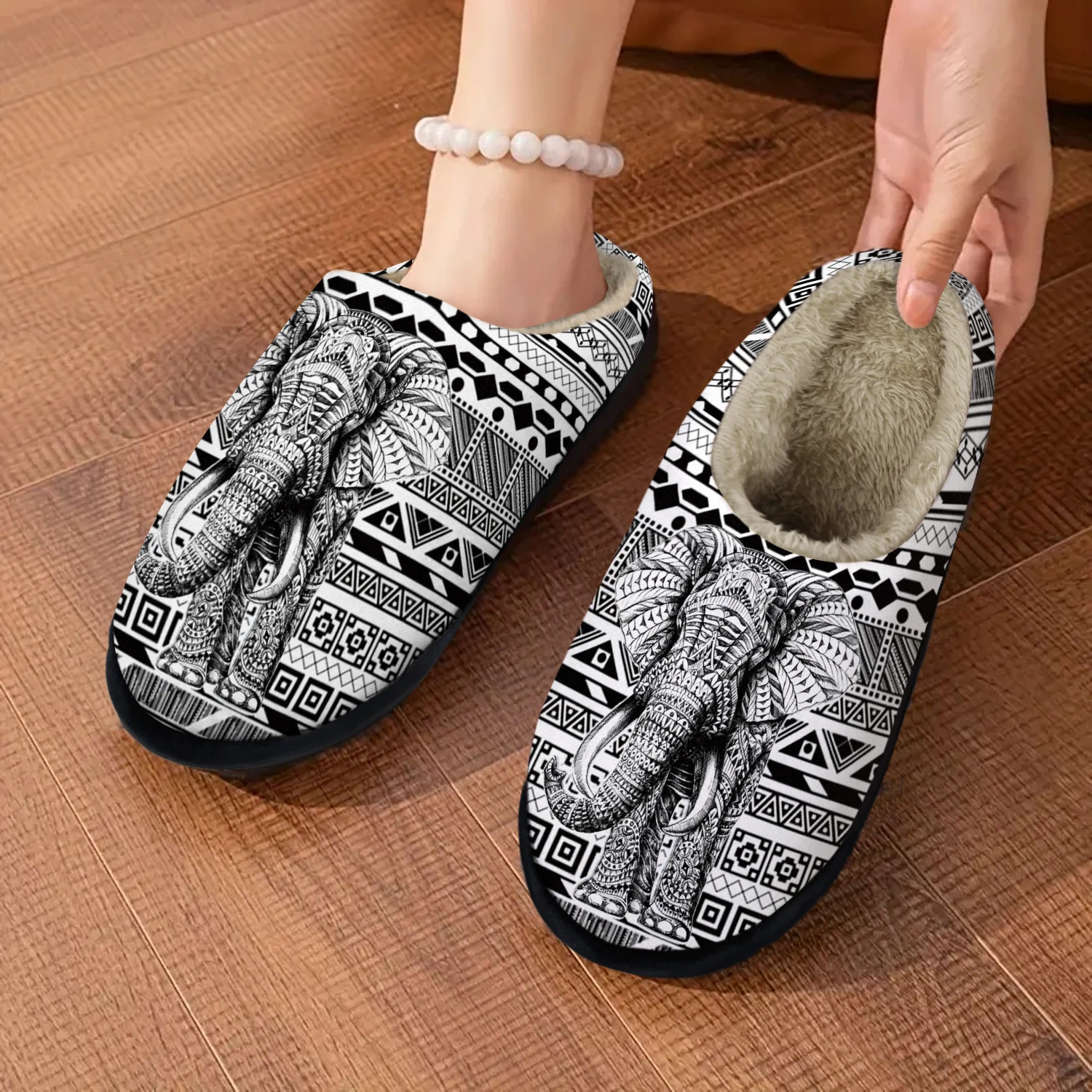 

Women's House Slip-On Slippers - Non-Slip Rubber Sole Indoor/Outdoor House Shoes - Warm Winter Lounge Footwear for Women