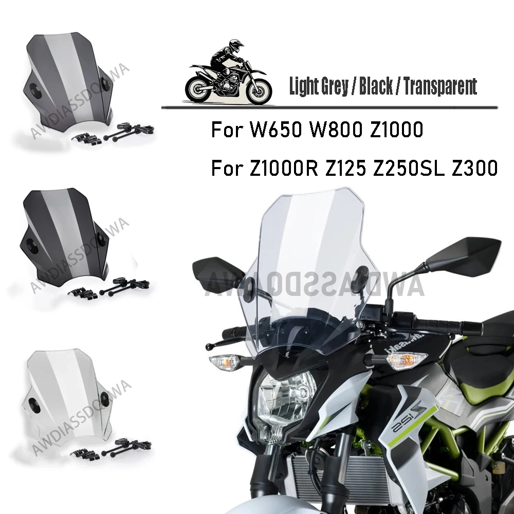 

Чехлы на лобовое стекло мотоцикла, регулируемые для W650 W800 Z1000 Z1000R Z125 Z250SL Z300