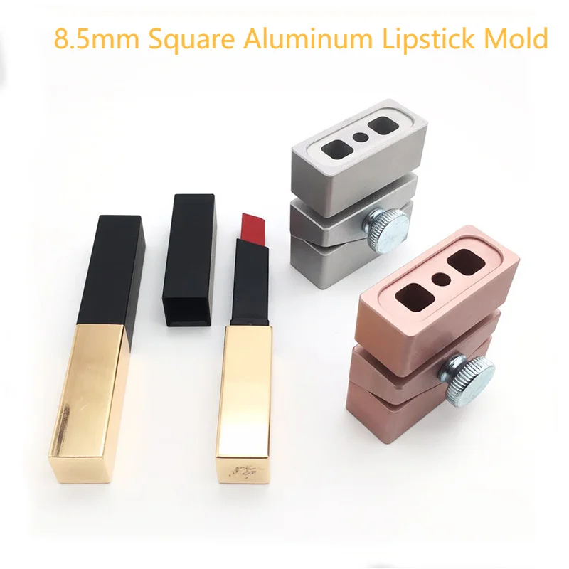 2 Holes 8.5mm DIY Rose Gold Square Aluminum Alloy Lipstick Mold Lip Rouge Balm Makeup Making Tool Fill Mould Only