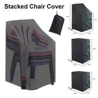 Stacking Outdoor Chair Cover 3 Sizes Stacked Chair Dustproof Cover Garden Furniture Protector Yard Chair Cover with Storage Bag