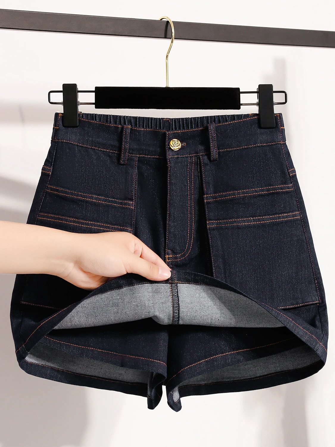 

Джинсовая юбка больших размеров для женщин, летняя, свободного кроя, с защитой от просвечивания, А-силуэт, корейский стиль, повседневная мода