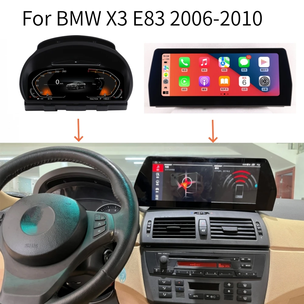 

LCD Android Screen For BMW X3/E83 2006-2010 Speedometer Car Digital Cluster Cockpit Dashboard Instrument Panel Carplay