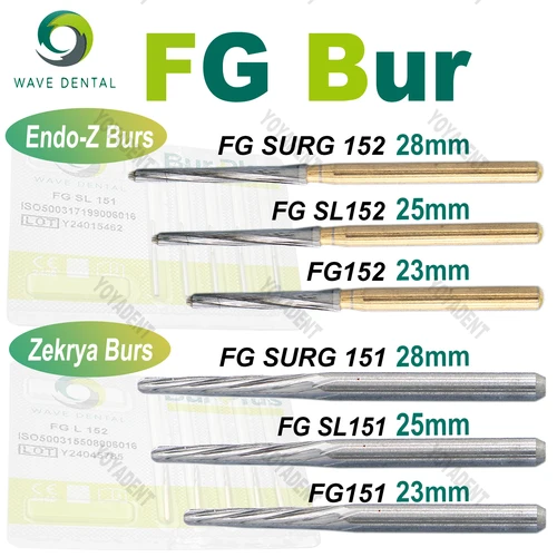 Imagen 1 del producto Fresas dentales de carburo de tungsteno WAVE FG, taladro endo-z/zekrya, cortadores quirúrgicos de pulido de 1,6mm para pieza de mano de alta velocidad, 5 unidades por paquete
