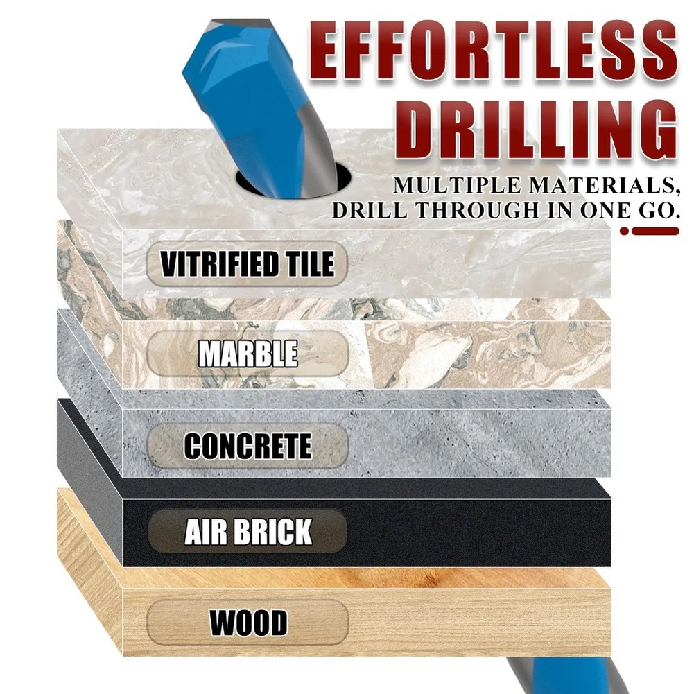 Carbide Triangle Drill Bits 5PCS Hexagonal Shank for Wood Concrete Marble Brick Vitrified Air Brick and Other Hard Surfaces