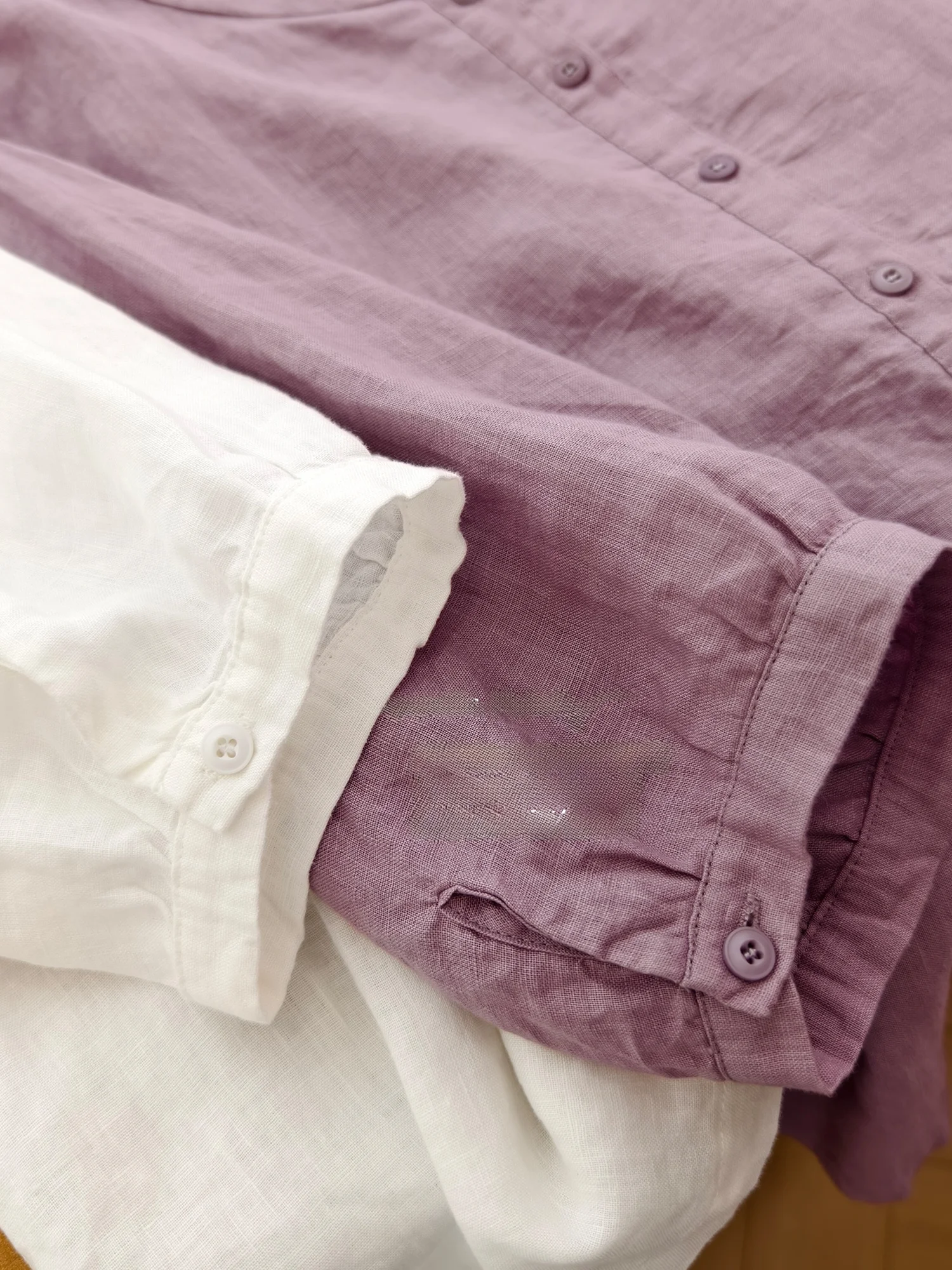 Pure Color Linen Shirt Lightweight Breathable Loose Fit Slimming Effect Casual Elegant Style Five-Quarter Sleeve round Neck