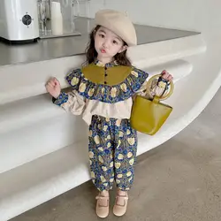 Spring Autumn New Fashion Polo Collar Long Sleeved Children's Clothing Casual Versatile Lively Cute Korean Loose Children's Sets