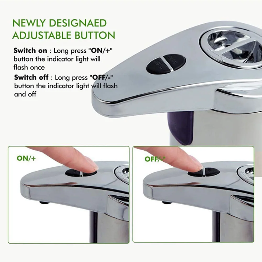 Stainless Steel Automatic Soap Dispenser Touchless Sensor Liquid Soap Dispenser Pump Waterproof Soaps Dispenser for Bathroom