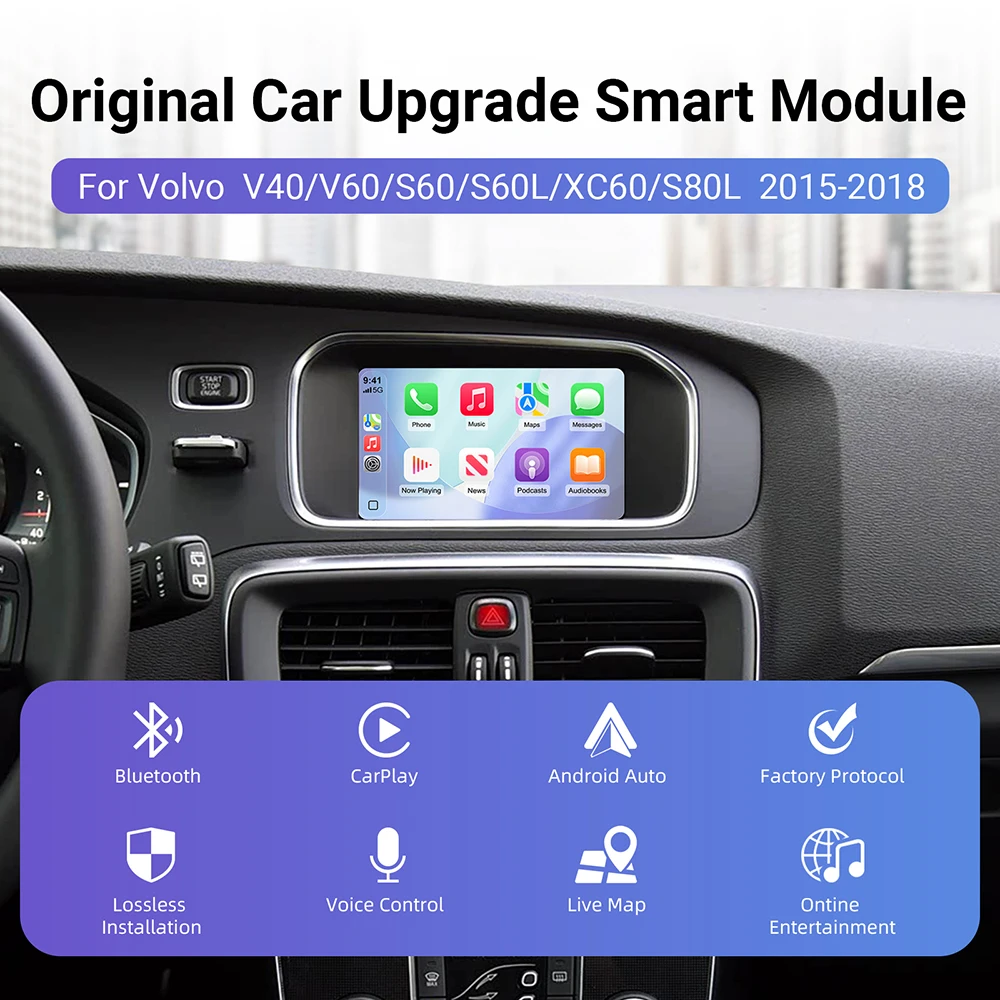 ANYFAR جديد وحدة Carplay اللاسلكية أندرويد السيارات لفولفو S60 S80 XC60 V60 V40 2015-2018 دعم الكاميرات