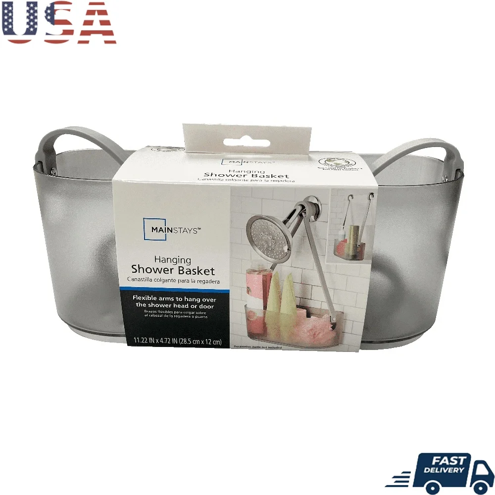 

Shower Caddy Over Shower Head Door Towel Bar Hanging Organizer Toiletries Soap Shampoo Bath Essentials GRS Material