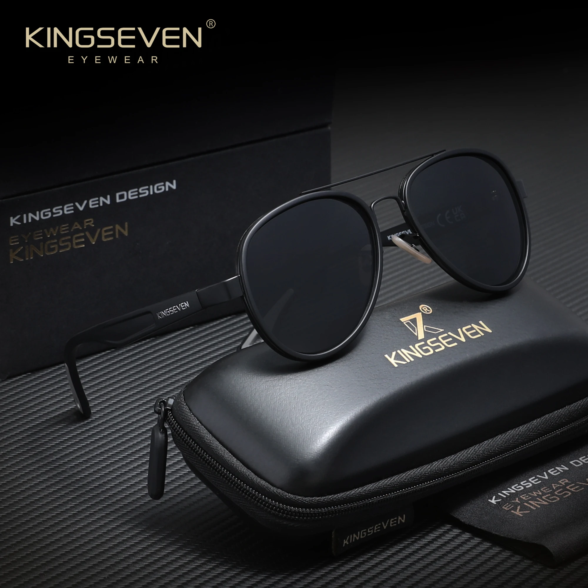 

KINGSEVEN Popular Pilot Sunglasses Men Polarized Women Eyewear Vintage Style Male Travel Glasses UV400