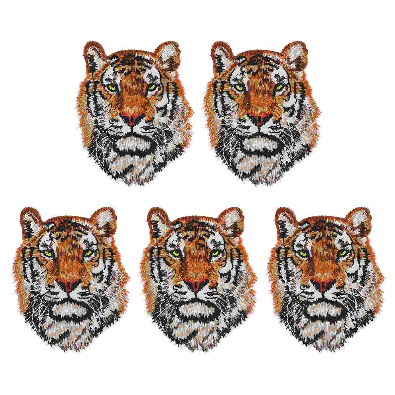 

5 Pcs Sequin Tiger Decorative Elastic Band Patches Clothing Adhesive Tiger Shape Patches Jeans Repair Clothing Repair