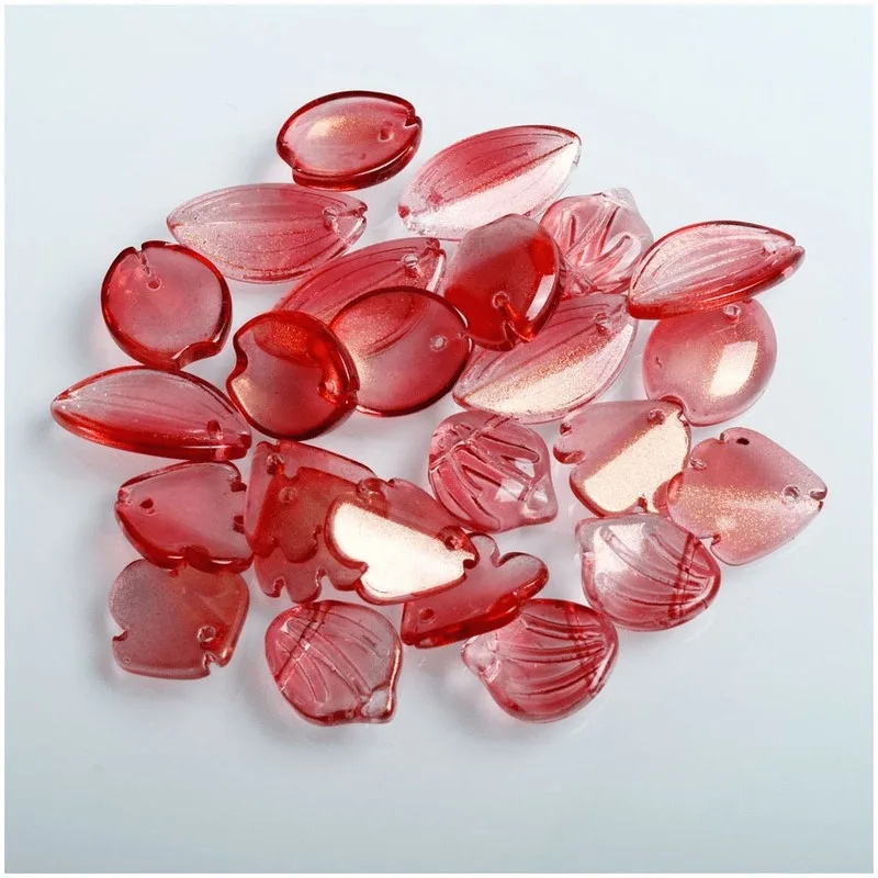 20Pcs Red Loose Beads More Designs Available DIY Crystal Petals Glaze Beads For Jewelry making