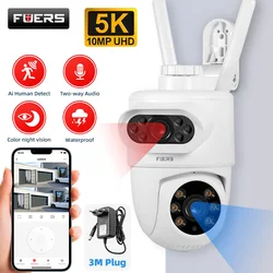 FUERS 5K 10MP Dual Lens IP Camera Tuya Smart Outdoor Home Security Auto Tracking Human Detection WIFI CCTV Surveillance Camera