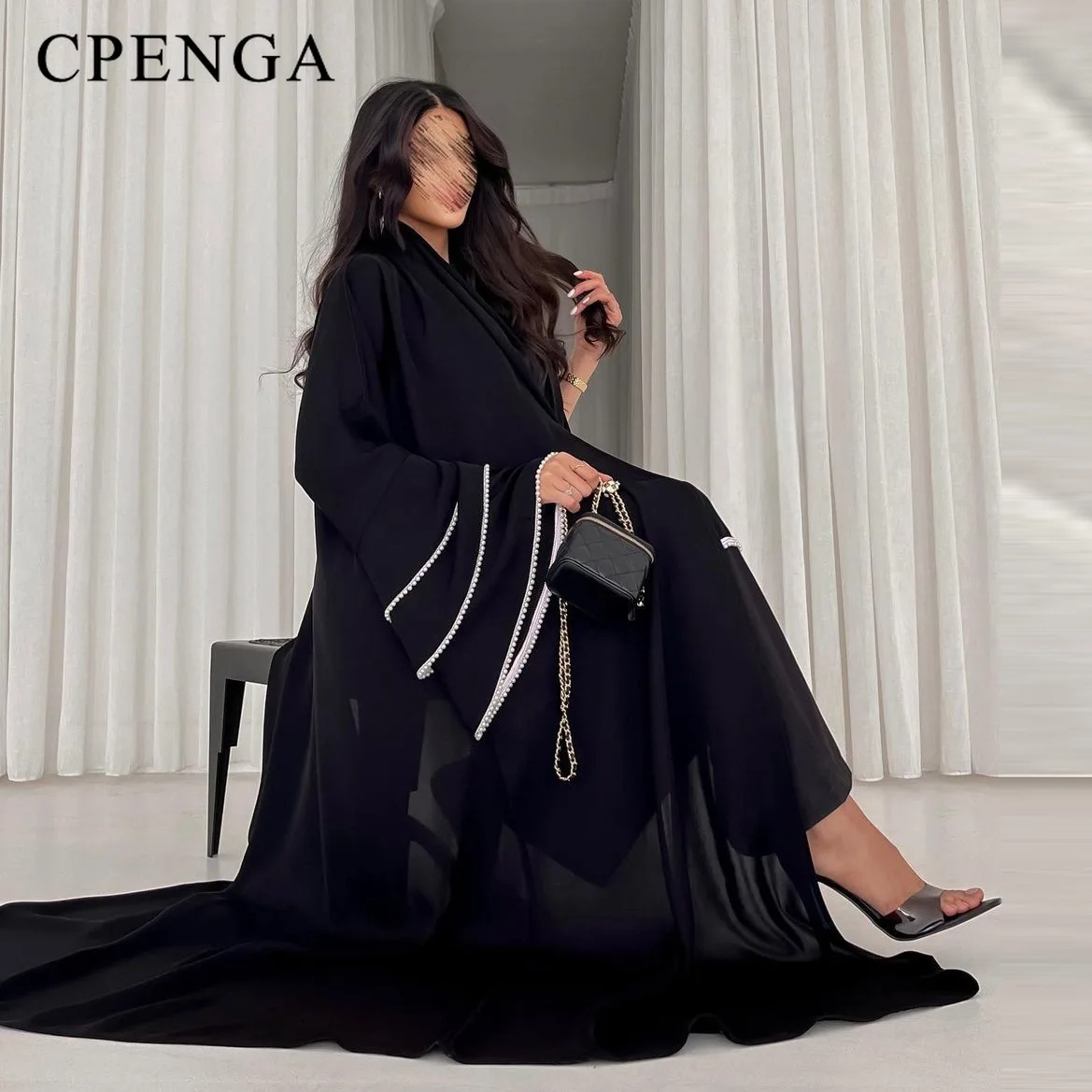 

Женский скромный кардиган в мусульманском стиле, кимоно с жемчужным рукавом, платье-абайя в стиле ИД, Саудовская Аравия, роскошный Дубай, ислам, индейки, простой кафтан, 2024