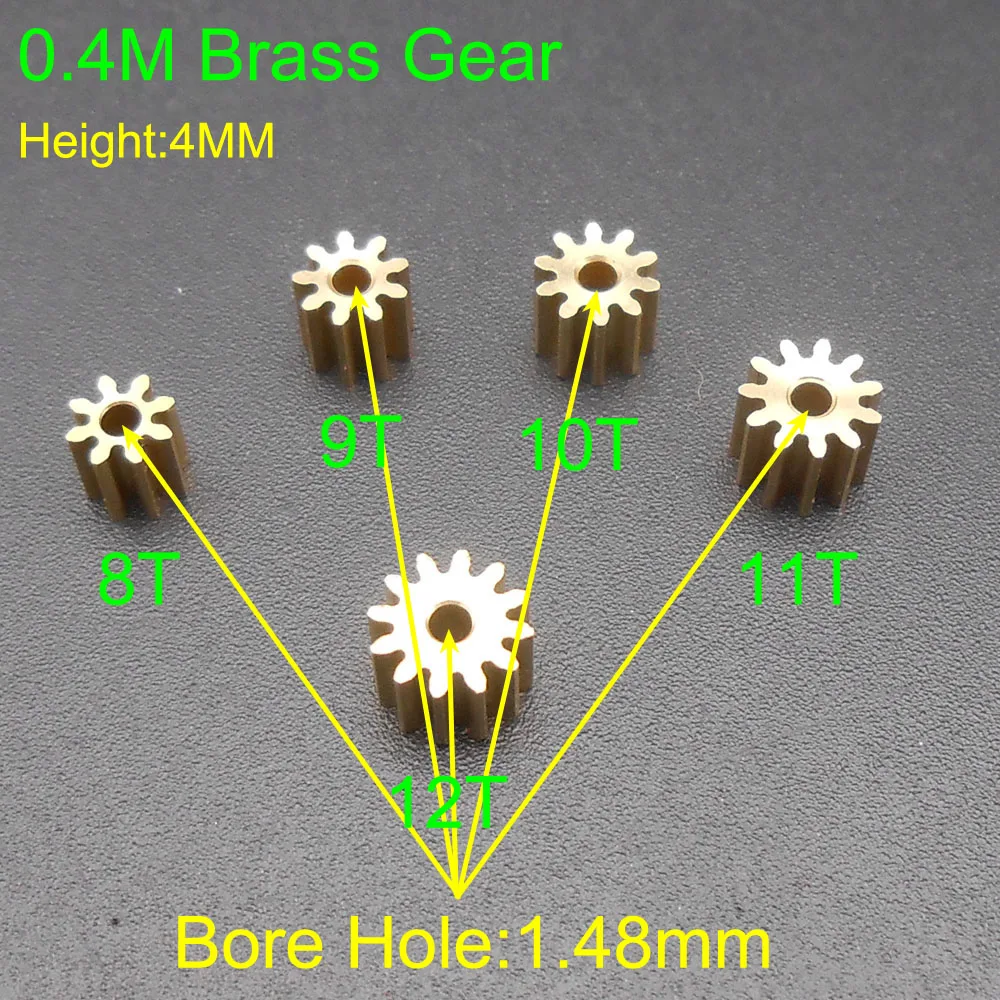 5Pcs X 0.4M Brass Gear Spur Pinion Mechanical Small 0.4 Modulus Bore Hole Aperture 1.5MM 1.48MM 8/9/10/11/12 Teeth 8T9T10T11T12T