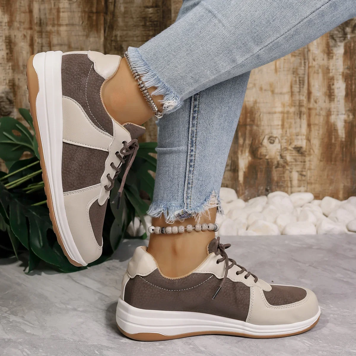 Pop Rimocy المرأة موضة إسفين أحذية رياضية الدانتيل يصل منصة لينة وحيد أحذية رياضية للنساء مريحة عدم الانزلاق المدربين زائد S