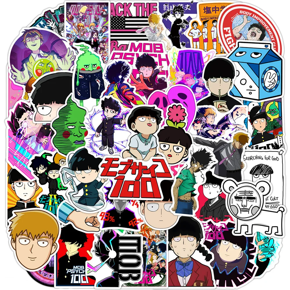 10/30/50pcs Cool Mob Psycho 100 Cartoon Stickers Anime Graffiti Decal Toy DIY Laptop Luggage Notebook Waterproof Sticker for Kid