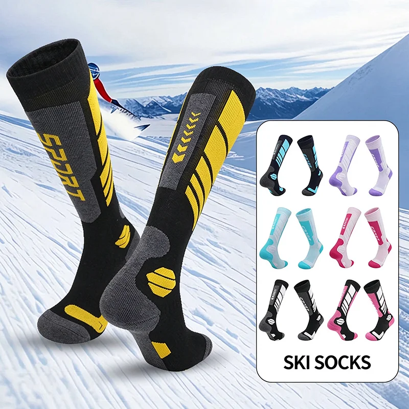 Thermal Ski Socks Women Men Thick Long Snowboard Socks Breathable Winter Sports Compression Socks Footwear