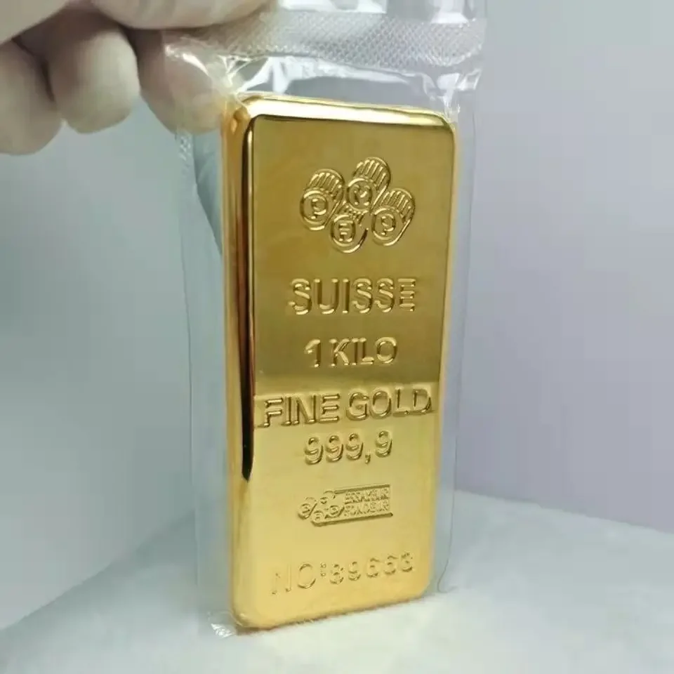 1:1 コピースイス 1 キロ/1000 グラム 24k ゴールドバー地金レプリカ
