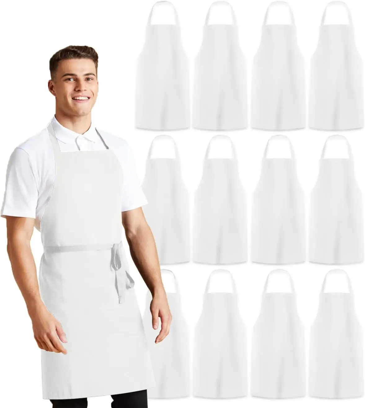 

Aprons for Men - 100% Polyester Chef Apron Women with Extra Long Ties - Cooking Aprons for Women & Mens Apron