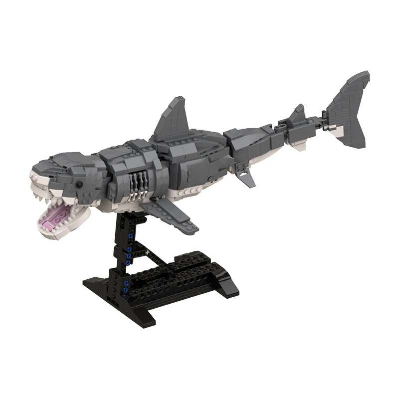 

MOC Great White Shark Ocean Overlords Building Blocks Set Marine Animal Fish Megalodon Brick Model Toy DIY Kids Christmas Gift