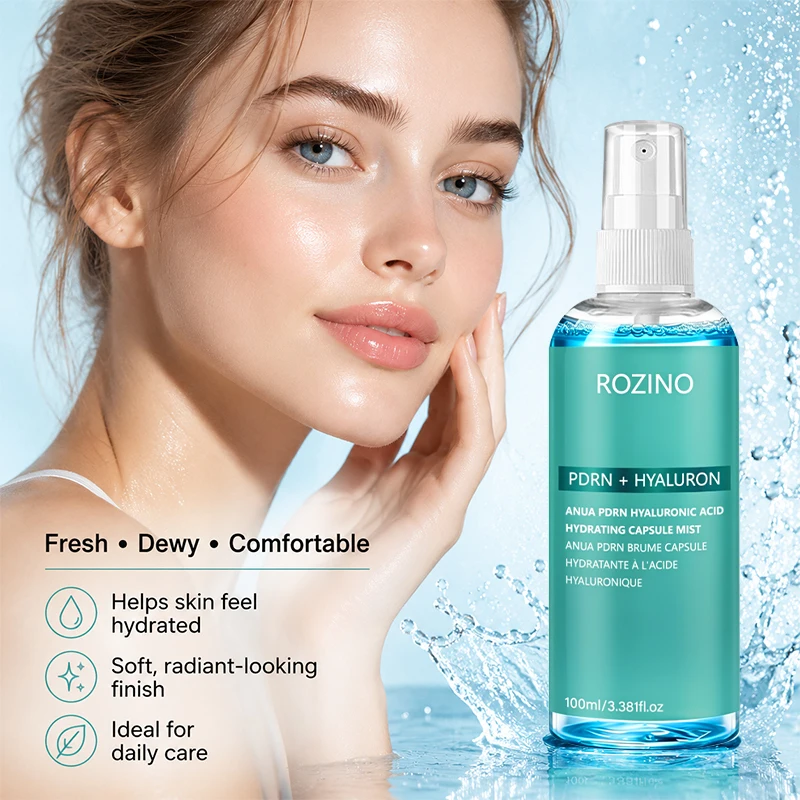 Rozino's New Korean Luxury Moisturizing Formula Pdrn Hyaluronic Acid Facial Moisturizing Spray, Features a Luxurious Complex of Pdrn Repair Essence and Multiple Hyaluronic Acid Hydrating Ingredients, Instantly Soothes Dry and Rough Skin, Continuously Maintains a Moisturizing Protective Film, and Relieves Daily Skin Dryness, Creating a Translucent, Hydrated, and Smooth Skin Texture