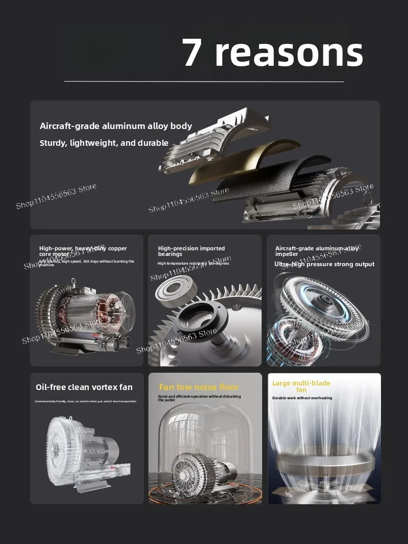 High Pressure Vortex Fan Vortex Fan High Power Blower Vacuum Adsorption Feeding Fish Pond Oxygenation