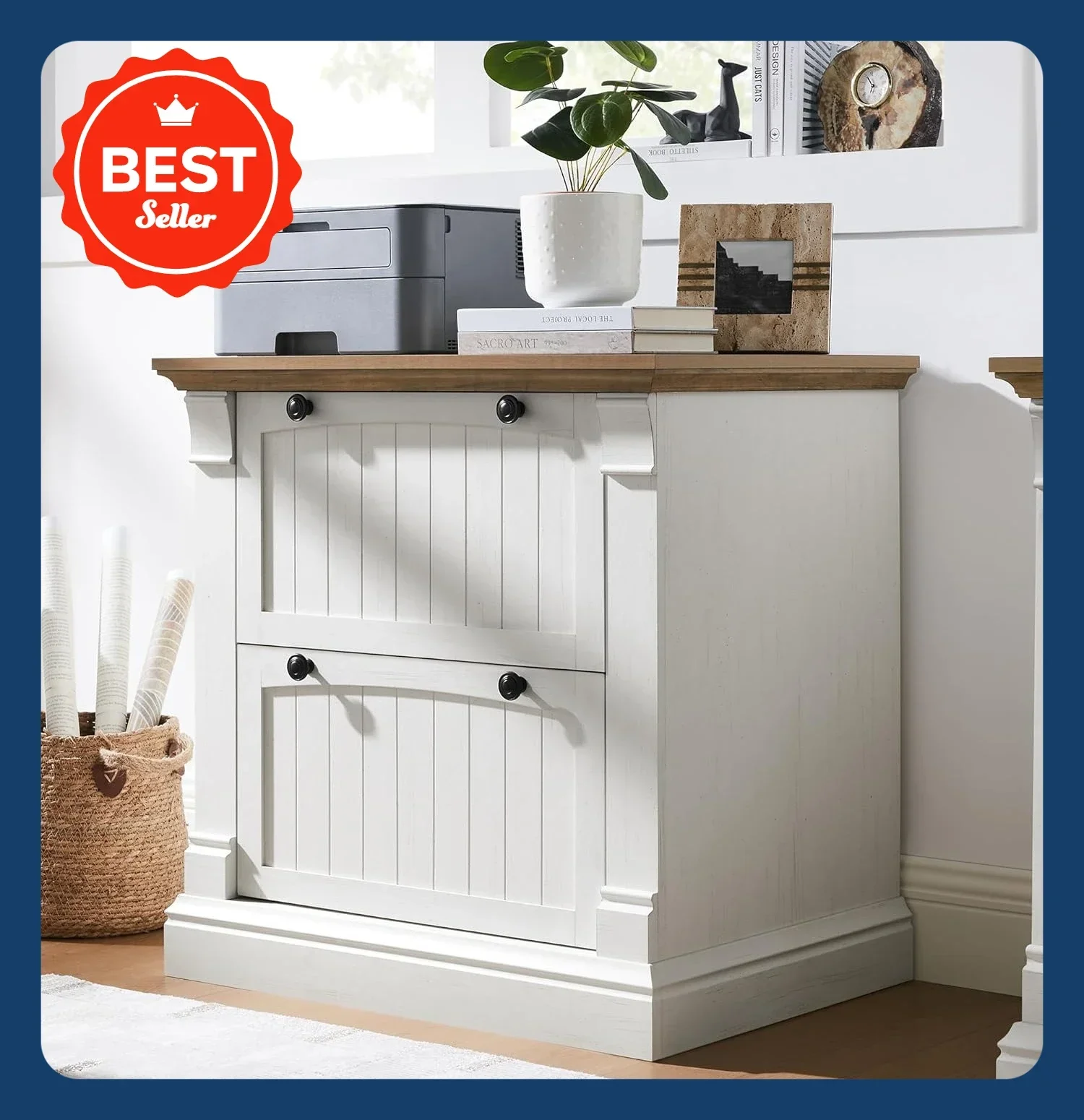 

BestsellerFarmhouse File Cabinet with 2 Drawers, 30" Lateral Filing Cabinet with Hanging File Folders, Interlocking Drawers