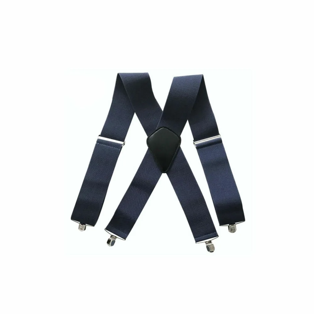 50mm幅広調節可能な伸縮ベルト-メンズ-4クリップサスペンダー-パンツ用