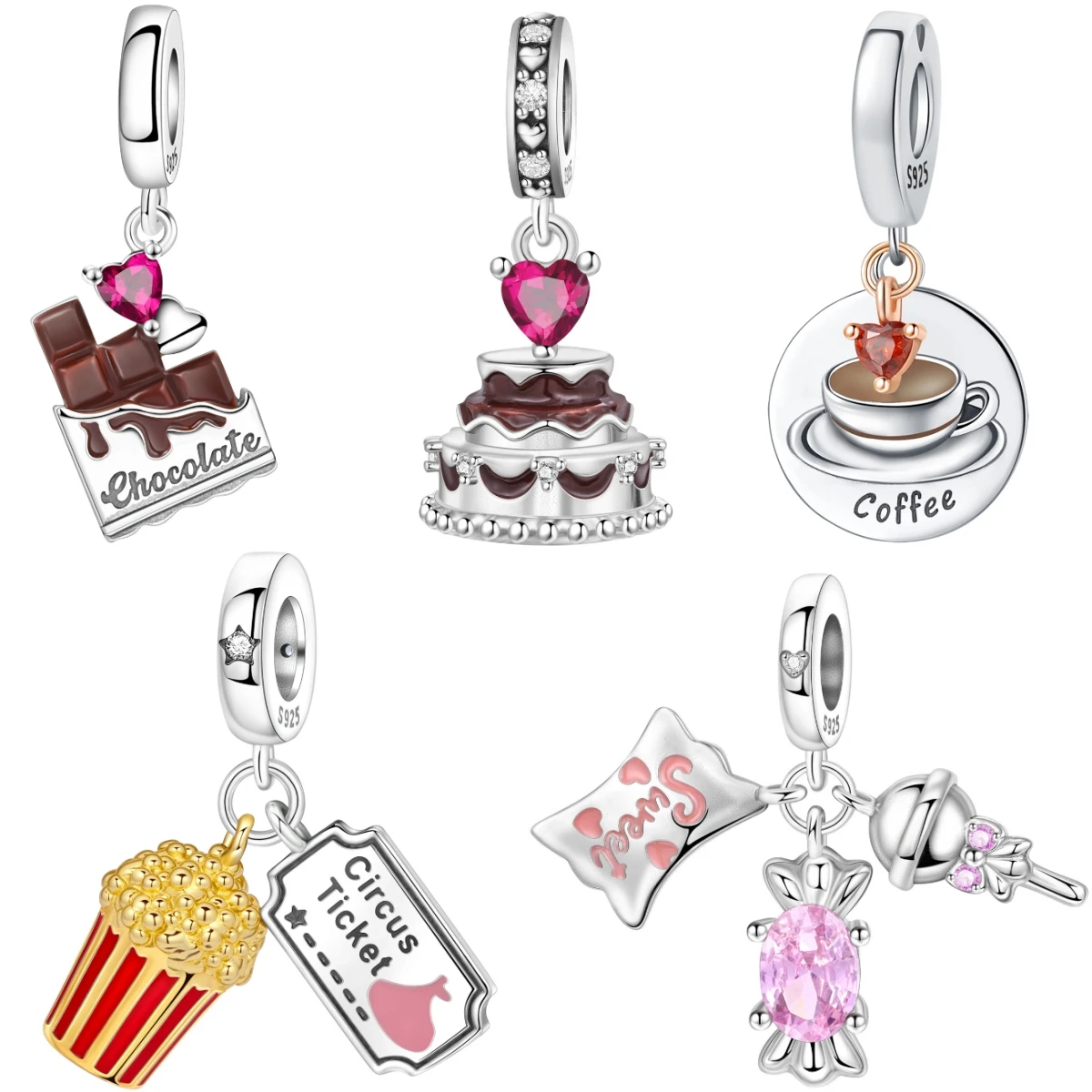 

Orstarry 925 Sterling Silver Chocolate Love Cake Pendant Beads Original Pendants Bracelet Charm Jewelry Party DIY Trendy Gift