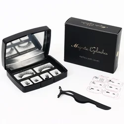 Kit de pestañas magnéticas 3D, sello de pestañas individuales, pestañas postizas dobles, reutilizables, fáciles de usar, Kit de maquillaje de extensión de pestañas postizas